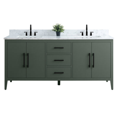 Vanity Art 72 Double Sink Bathroom Vanity Cabinet with Engineered Marble Top