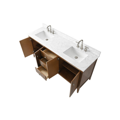 Vanity Art 72 Double Sink Bathroom Vanity Cabinet with Engineered Marble Top