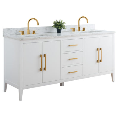 Vanity Art 72 Double Sink Bathroom Vanity Cabinet with Engineered Marble Top
