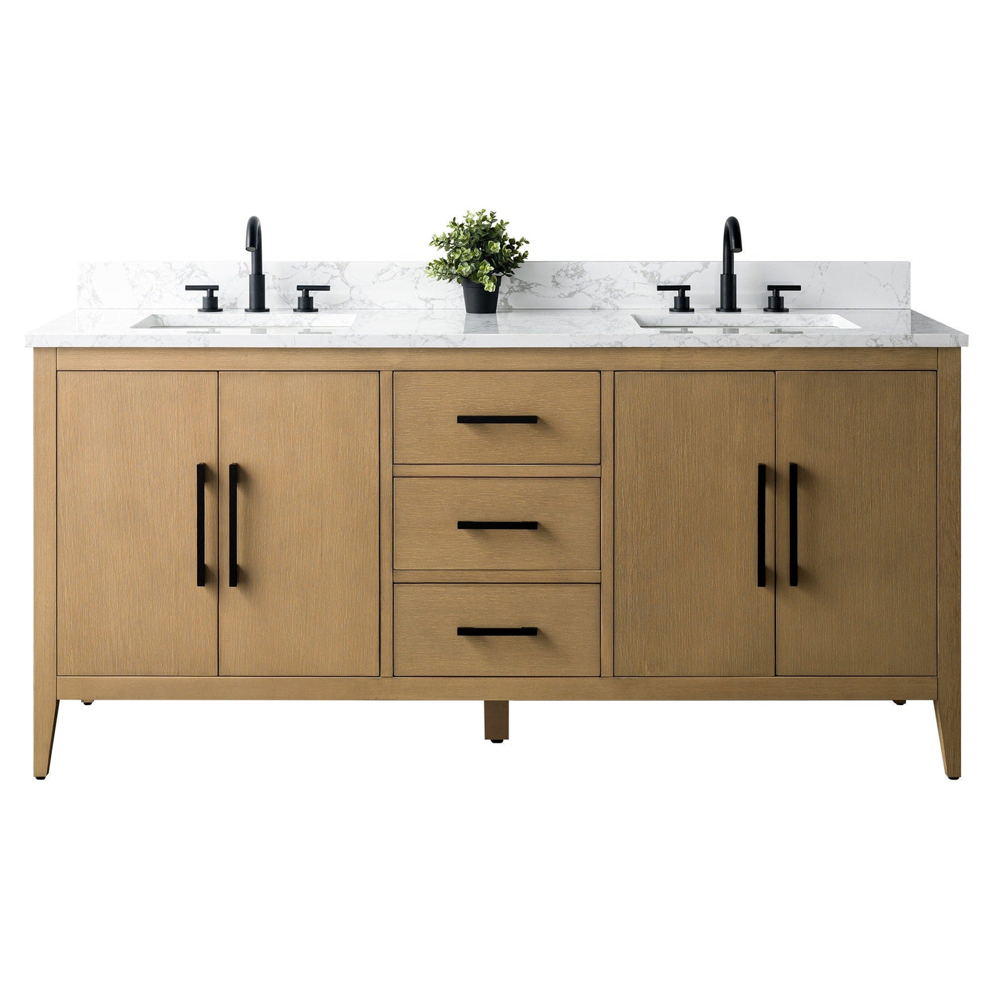 Vanity Art 72 Double Sink Bathroom Vanity Cabinet with Engineered Marble Top