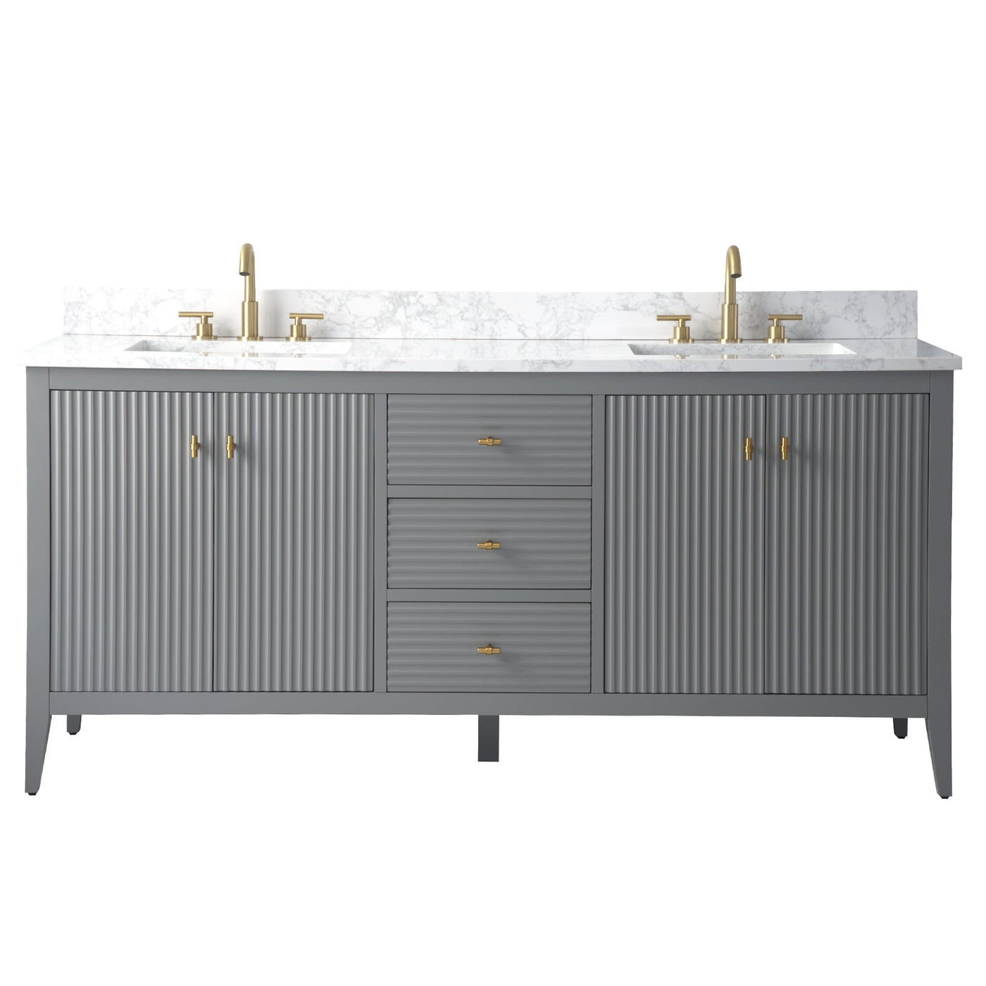 Vanity Art 72 Double Sink Bathroom Vanity Cabinet with Engineered Marble Top