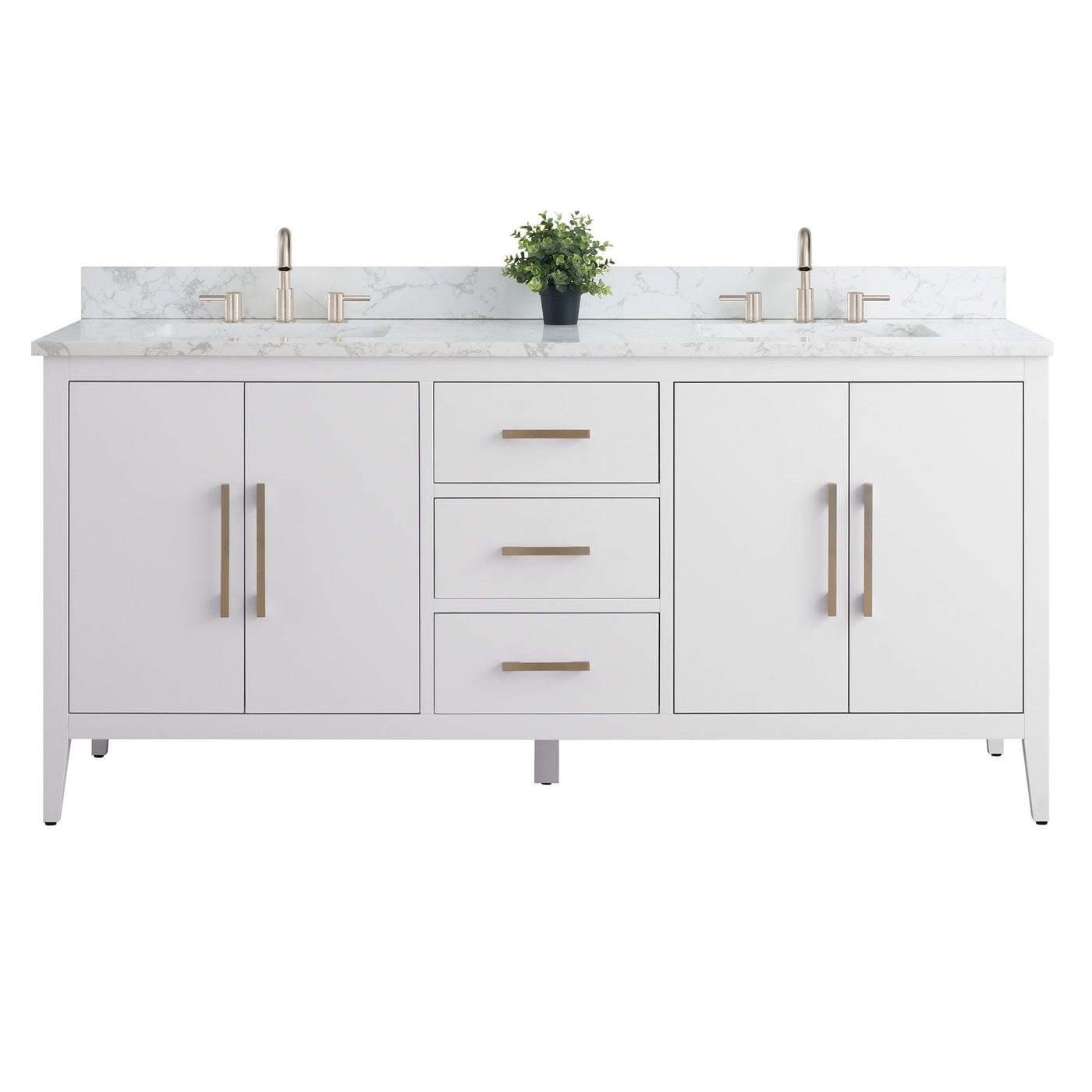 Vanity Art 72 Double Sink Bathroom Vanity Cabinet with Engineered Marble Top