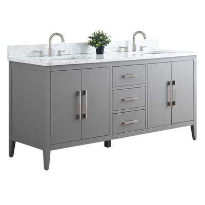 Vanity Art 72 Double Sink Bathroom Vanity Cabinet with Engineered Marble Top