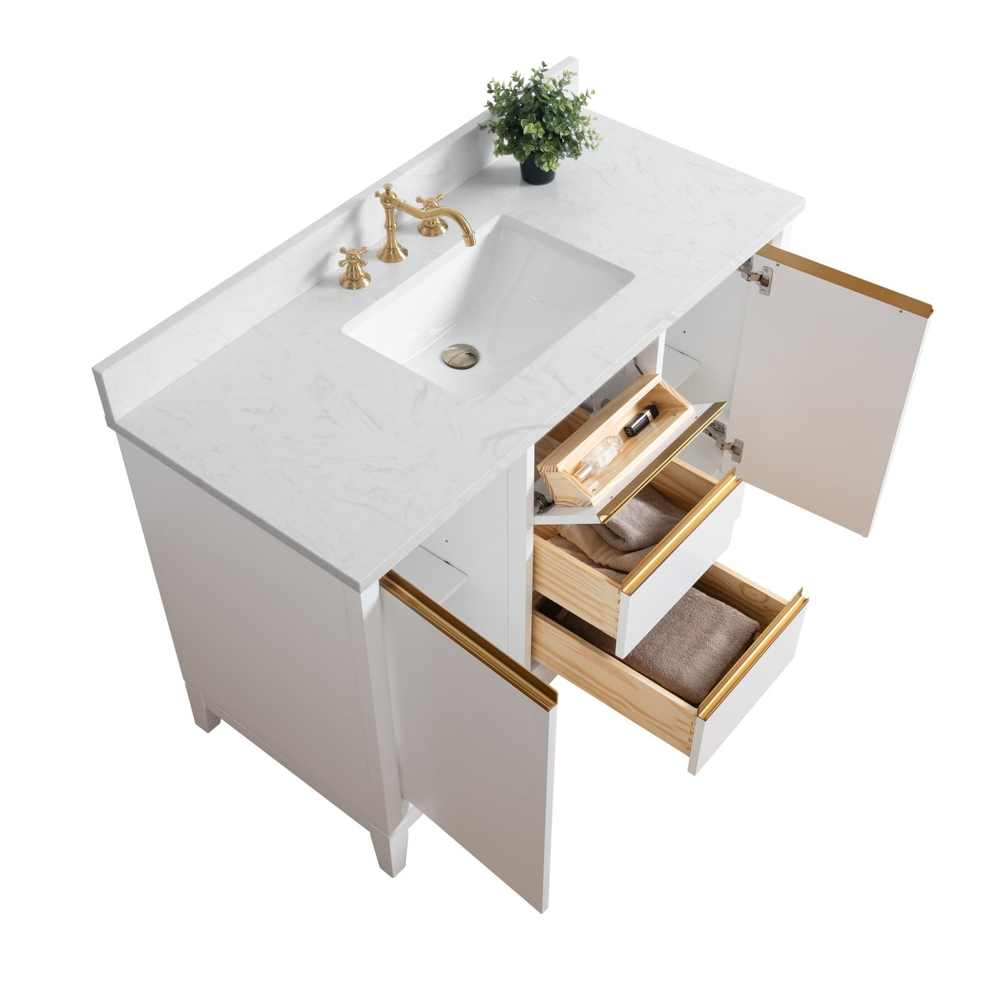 Vanity Art Bathroom Vanity with Ceramic Sink and Engineered Marble Top