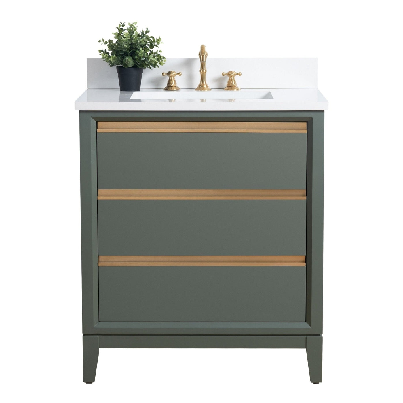 Vanity Art Bathroom Vanity with Ceramic Sink and Engineered Marble Top