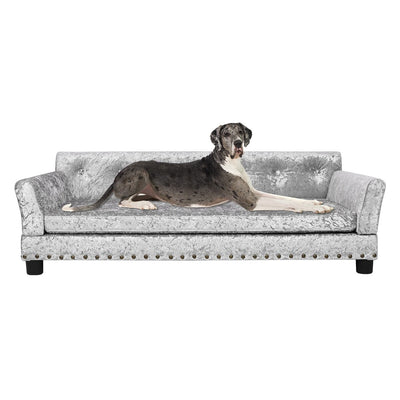 Velvet Tufted Couch Pet Bed Upholstered with Removable Cushion