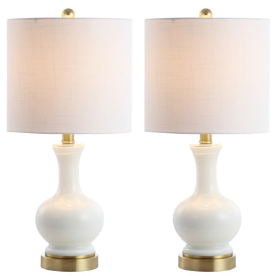 Vermont 22 Glass/Metal LED Table Lamp, White (Set of 2) by JONATHAN Y