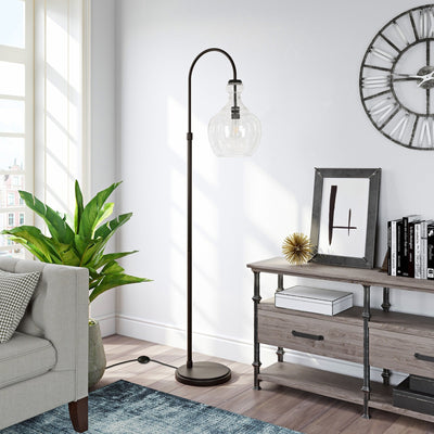 Verona Arc Floor Lamp with Glass Shade