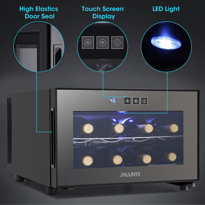 Versatile 8 - bottle Beverage Cooler(46 - 66°F): Sleek Design and Ultra - quiet Operation for Home Use