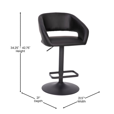 Modern Upholstered Adjustable-Height Barstool with Rounded Back