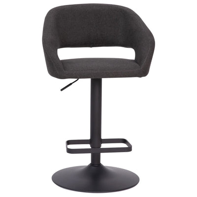 Modern Upholstered Adjustable-Height Barstool with Rounded Back