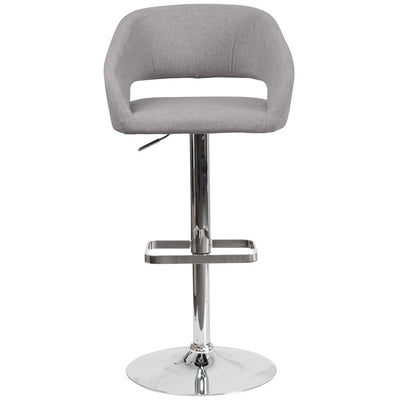Modern Upholstered Adjustable-Height Barstool with Rounded Back