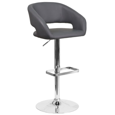 Modern Upholstered Adjustable-Height Barstool with Rounded Back