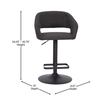 Modern Upholstered Adjustable-Height Barstool with Rounded Back