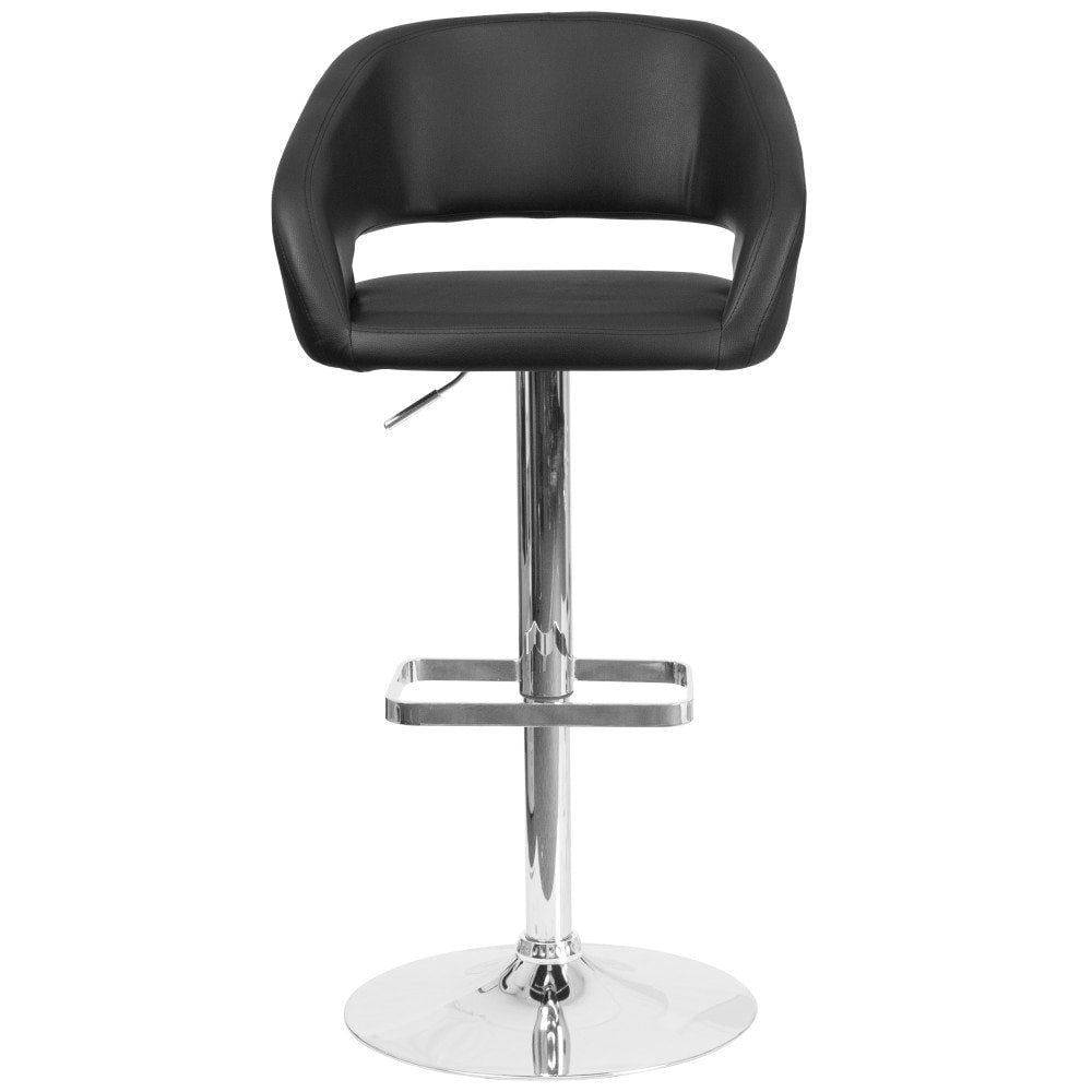 Modern Upholstered Adjustable-Height Barstool with Rounded Back