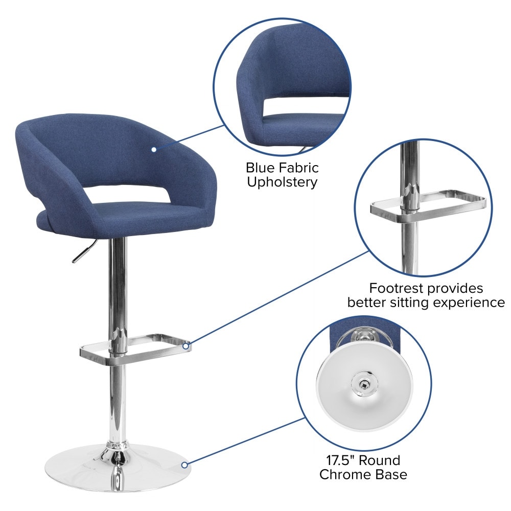 Modern Upholstered Adjustable-Height Barstool with Rounded Back