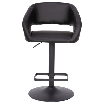 Modern Upholstered Adjustable-Height Barstool with Rounded Back