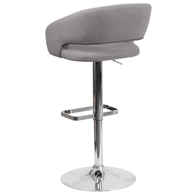 Modern Upholstered Adjustable-Height Barstool with Rounded Back
