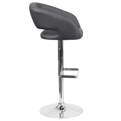 Modern Upholstered Adjustable-Height Barstool with Rounded Back