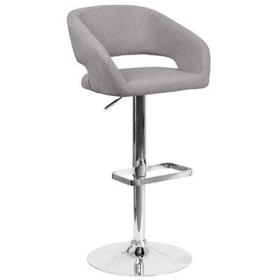 Modern Upholstered Adjustable-Height Barstool with Rounded Back