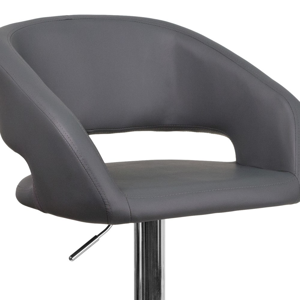 Modern Upholstered Adjustable-Height Barstool with Rounded Back