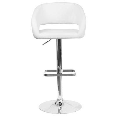 Modern Upholstered Adjustable-Height Barstool with Rounded Back