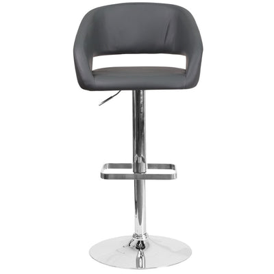 Modern Upholstered Adjustable-Height Barstool with Rounded Back