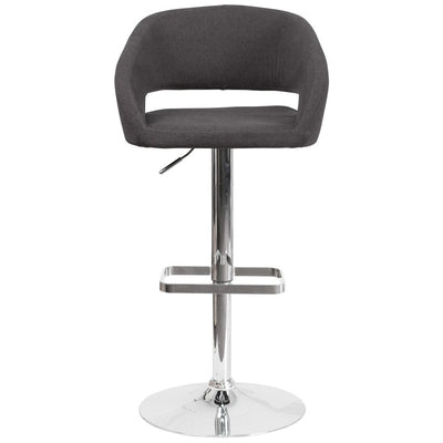 Modern Upholstered Adjustable-Height Barstool with Rounded Back