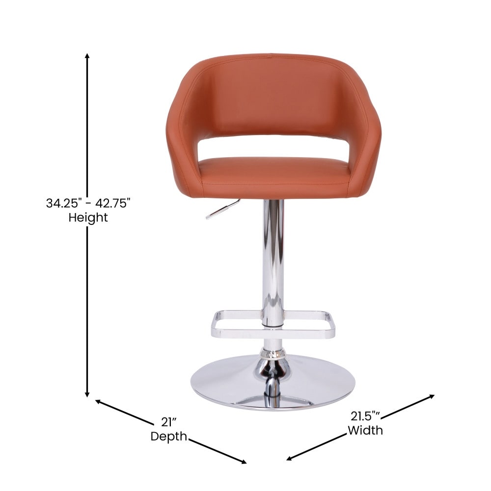 Modern Upholstered Adjustable-Height Barstool with Rounded Back