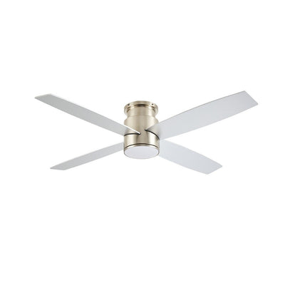 WINGBO 44/52 Inch Flush Mount DC Ceiling Fan with Lights and Remote, 4 Reversible Blades