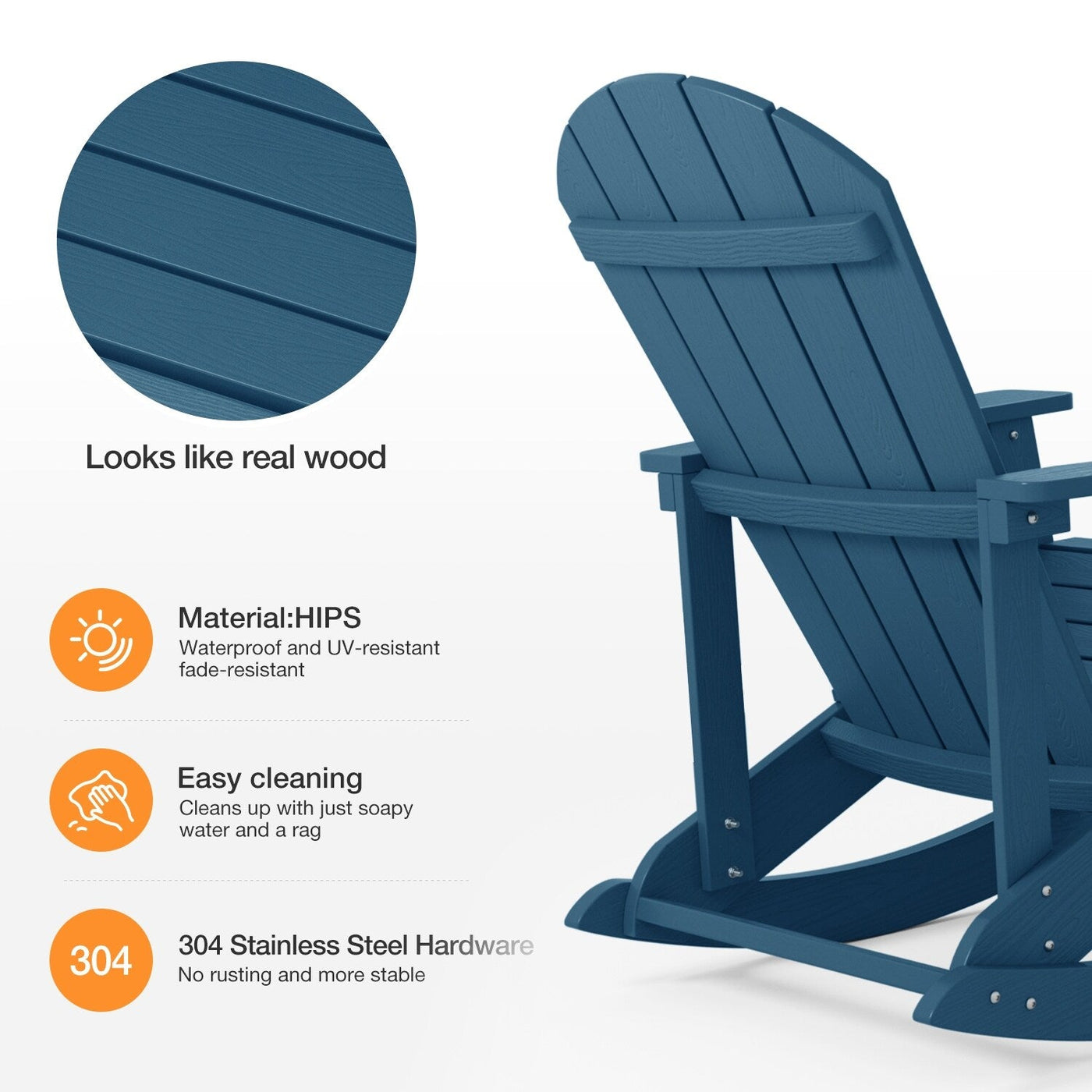 WINSOON All Weather Outdoor Rocking Chair, Set of 2