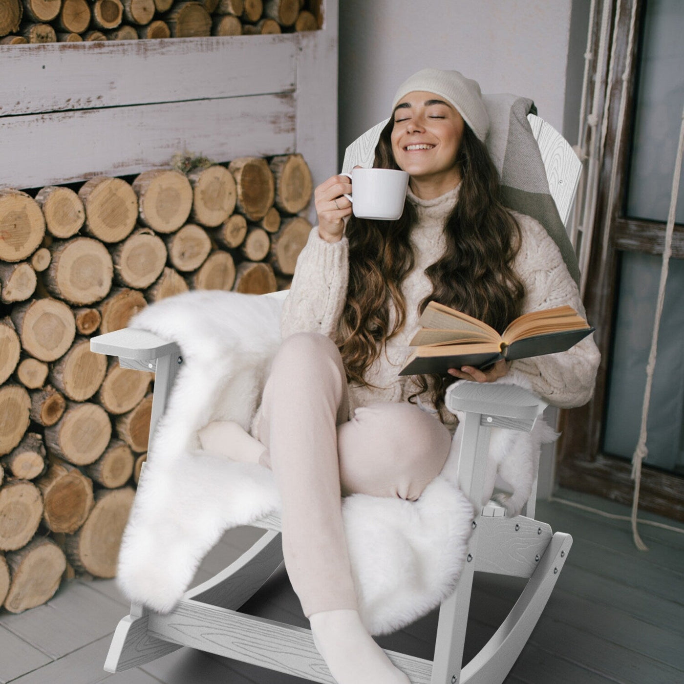 WINSOON All Weather Outdoor Rocking Chair, Set of 2