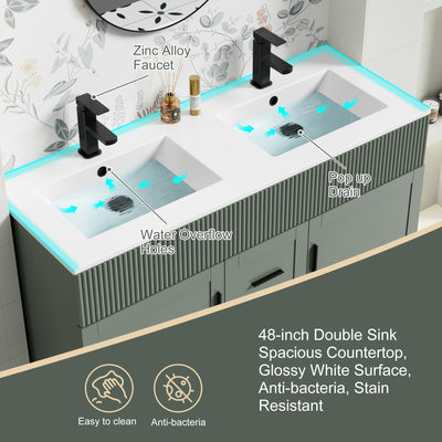 Wavy Line 30/36/48 Bathroom Vanity Set with Sink & Faucet