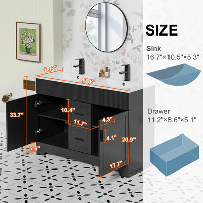 Wavy Line 30/36/48 Bathroom Vanity Set with Sink & Faucet