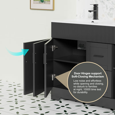 Wavy Line 30/36/48 Bathroom Vanity Set with Sink & Faucet