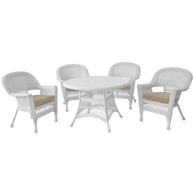 5-piece White Resin Wicker Dining Set