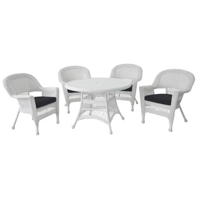 5-piece White Resin Wicker Dining Set