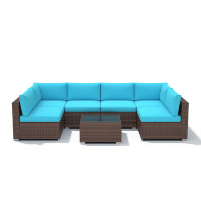 Wicker/ Steel 7-piece Outdoor Cushioned Sectional Sofa Set