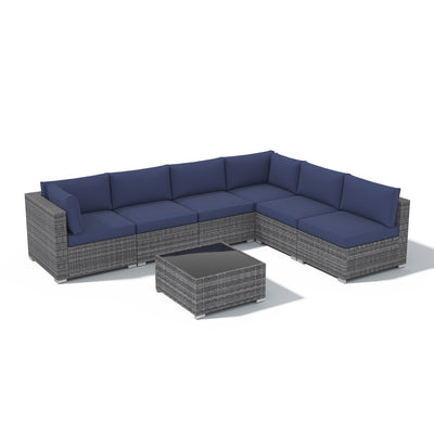 Wicker/ Steel 7-piece Outdoor Cushioned Sectional Sofa Set