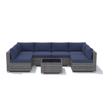 Wicker/ Steel 7-piece Outdoor Cushioned Sectional Sofa Set