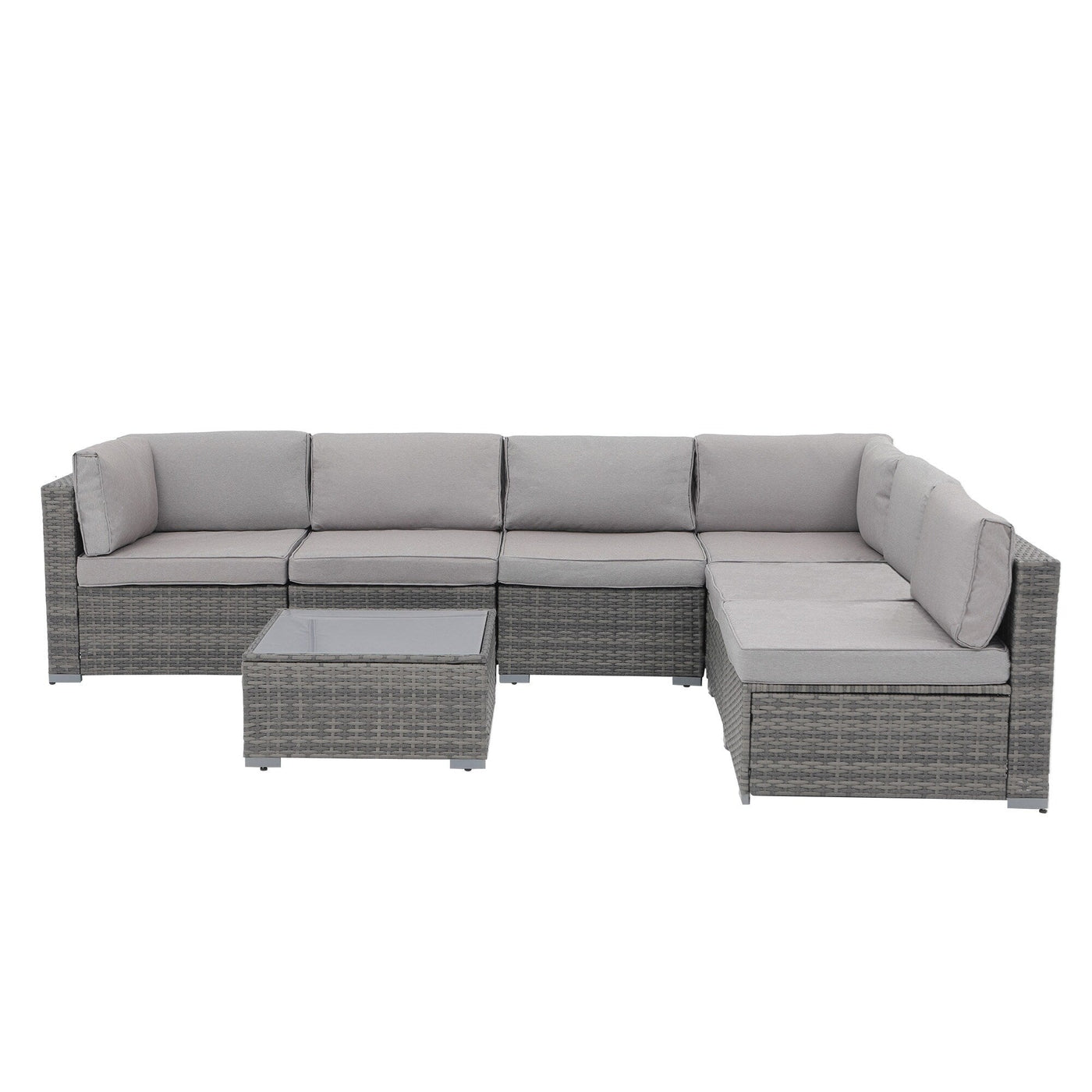 Wicker/ Steel 7-piece Outdoor Cushioned Sectional Sofa Set