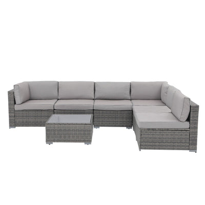 Wicker/ Steel 7-piece Outdoor Cushioned Sectional Sofa Set