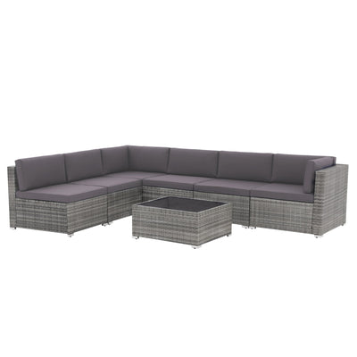 Wicker/ Steel 7-piece Outdoor Cushioned Sectional Sofa Set