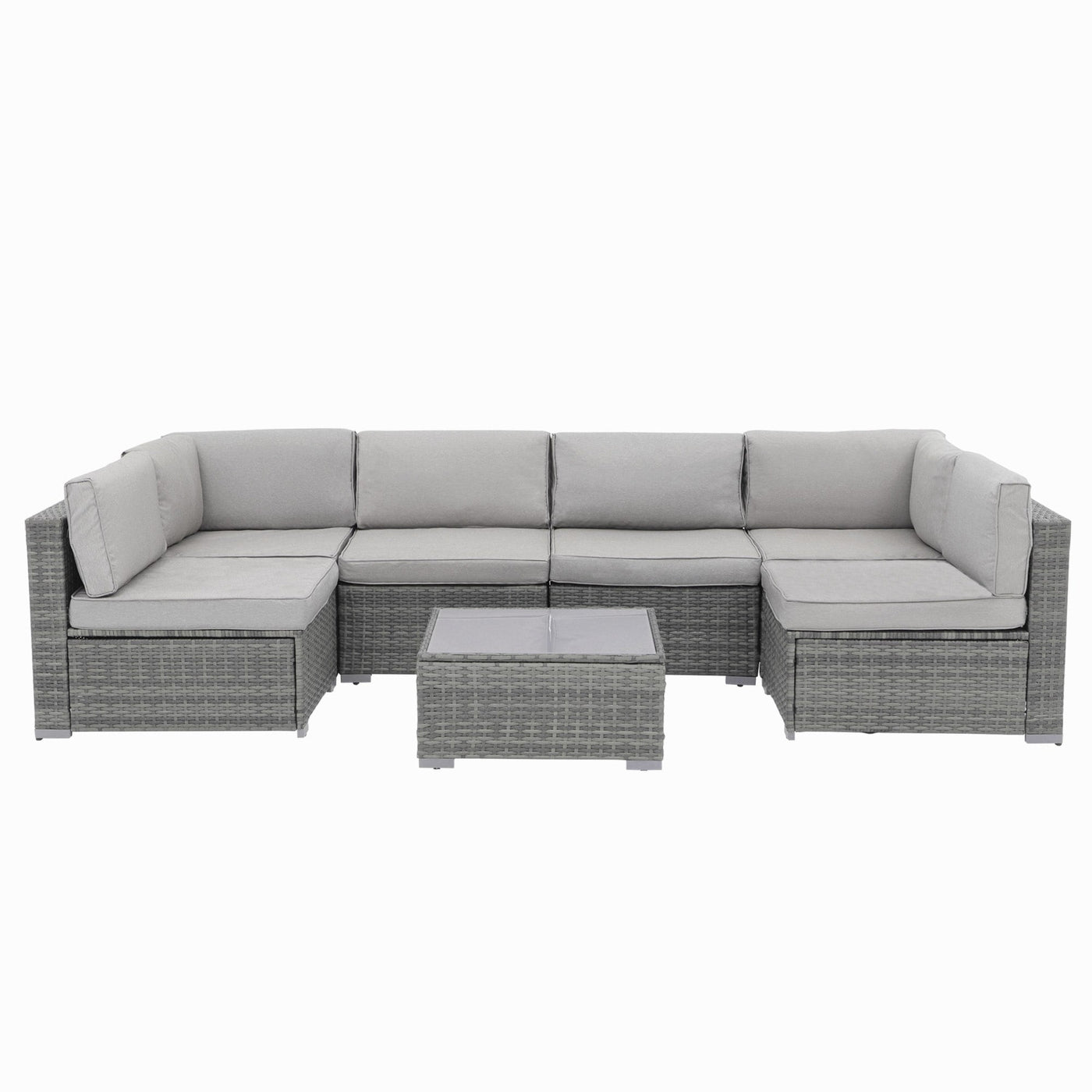 Wicker/ Steel 7-piece Outdoor Cushioned Sectional Sofa Set