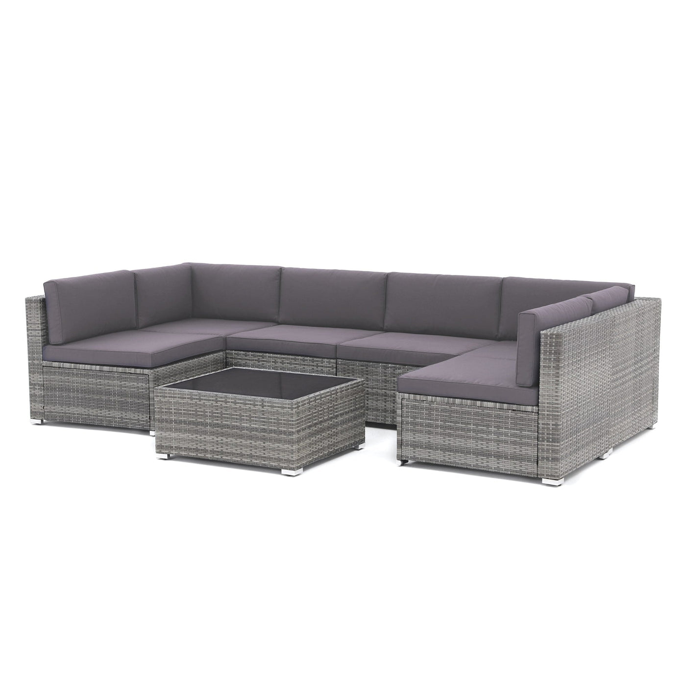 Wicker/ Steel 7-piece Outdoor Cushioned Sectional Sofa Set