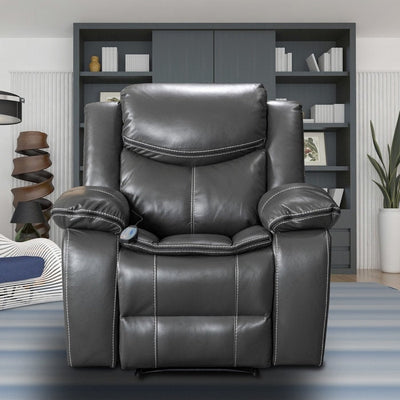 Wide Seat Durable Leather Massage and Heat Recliner