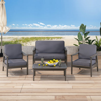 Willowbrook Outdoor Acacia Wood 4 Seater Chat Set by Christopher Knight Home