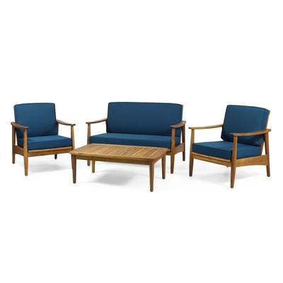 Willowbrook Outdoor Acacia Wood 4 Seater Chat Set by Christopher Knight Home