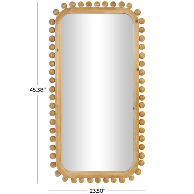 Wood Wall Mirror with Beaded Frame - Brown - Roche River Decor