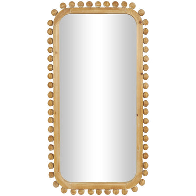 Wood Wall Mirror with Beaded Frame - Brown - Roche River Decor